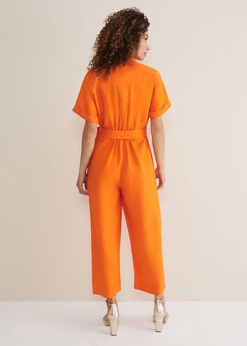 Phase Eight Pria Linen Jumpsuit Orange Canada | QIYRSL-052